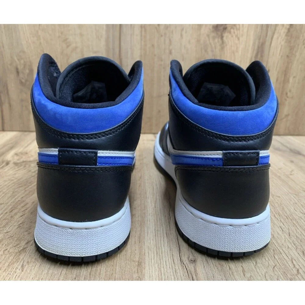 Nike Air Jordan 1 Retro Mid Racer Blue Black 554725-140 Sneakers Youth Size 6.5Y